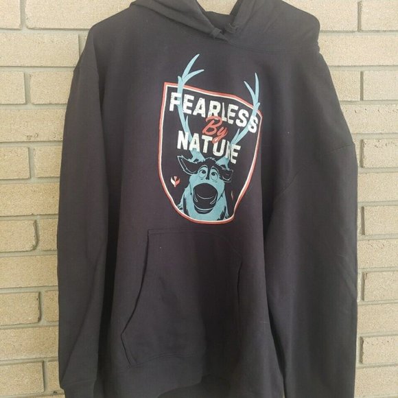 Black Disney Frozen - Sven - Fearless By Nature Black Hoodie Size: 2XL - Picture 1 of 3